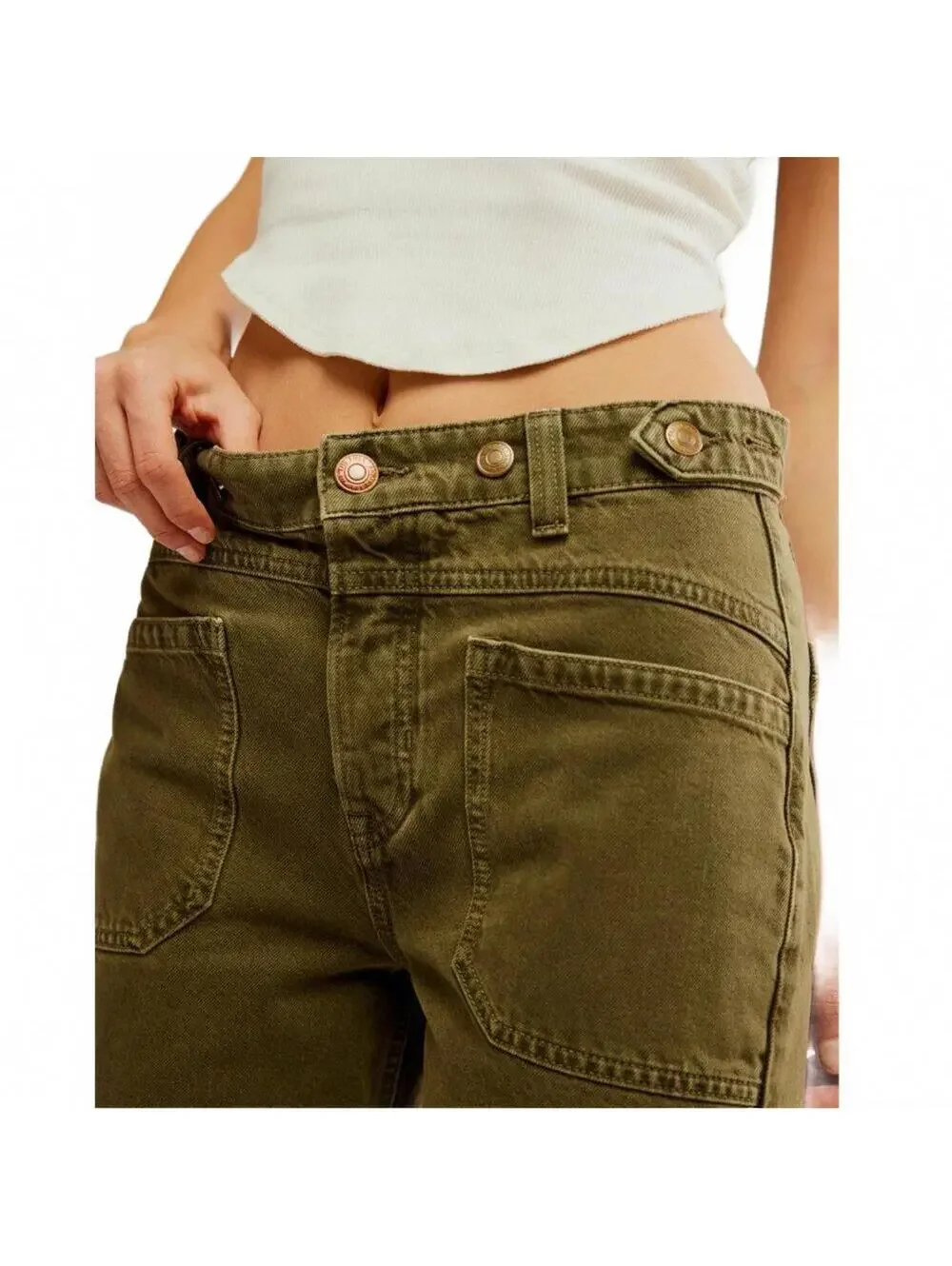 We The Free Palmer Wide Leg Jeans Free People Green NWT Size 28